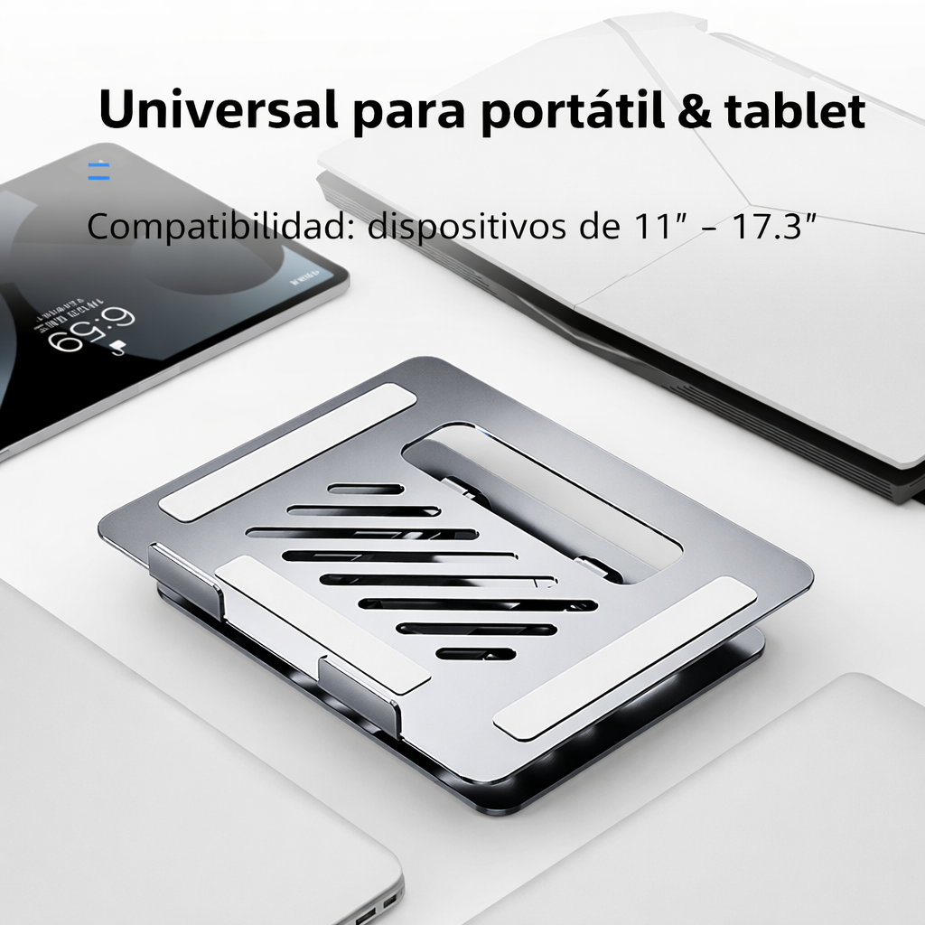 Soporte para portátil de aluminio y acero al carbono ajustable directo de fábrica para soporte para portátil de 10 a 17 pulgadas