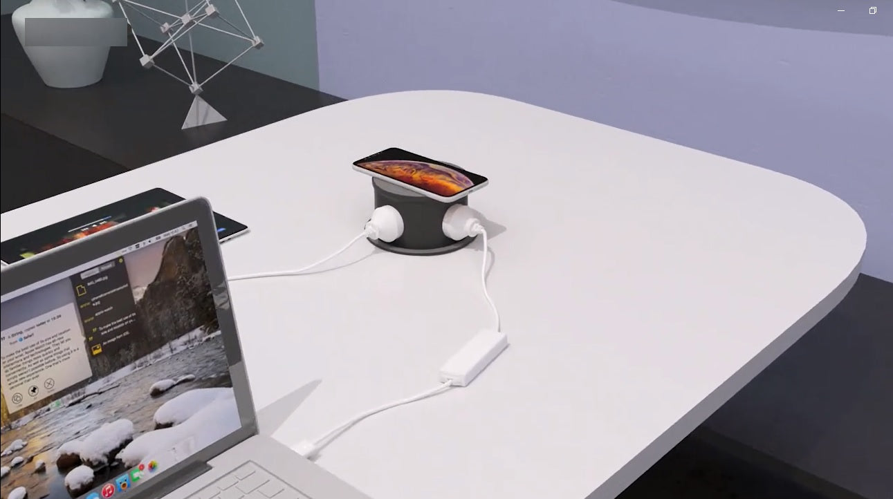 Grommet Boston Plus – Conexión Eléctrica y USB Compacta con Carga Inalámbrica